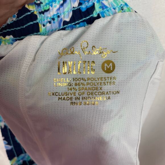 Lilly Pulitzer Luxletic Ocean Trail Shorts High Tide Navy Scuba Doo Sz.M - Picture 8 of 15